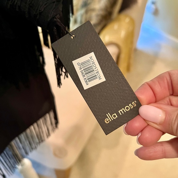 MWT! Ella Moss size L black sheer, polka dot and fringe top. Never worn! - Picture 8 of 9